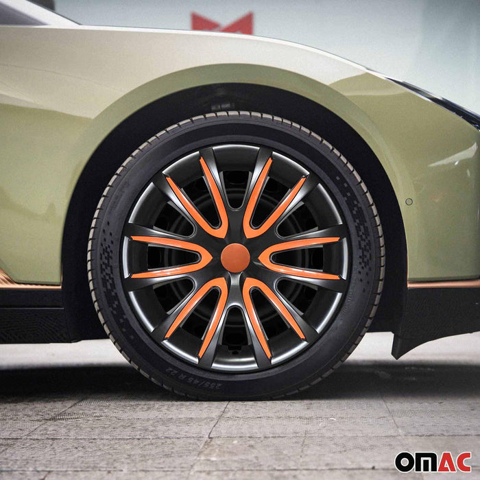 15" Wheel Covers Hubcaps for Audi Black Orange Gloss