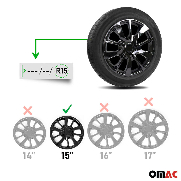 15 Inch Wheel Covers Hubcaps for Lexus Black Gloss