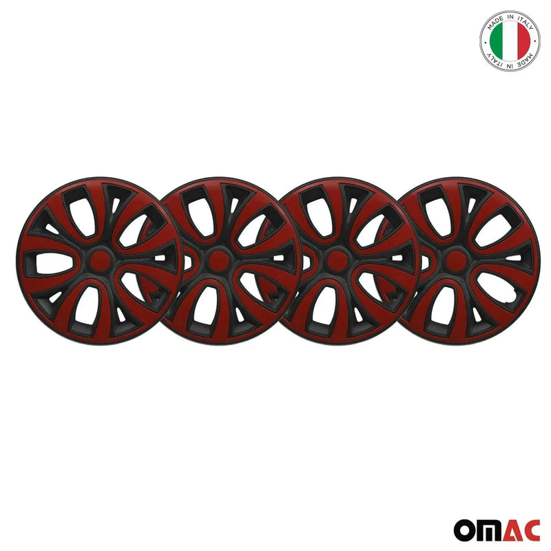 15" Set of 4 Pcs Wheel Covers for Matt Red with Black Hub Caps fit R15 Steel Rim - OMAC USA