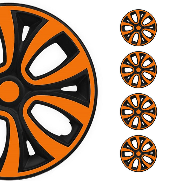 14" Hubcaps Wheel Covers R14 for BMW ABS Black Matt Orange 4Pcs