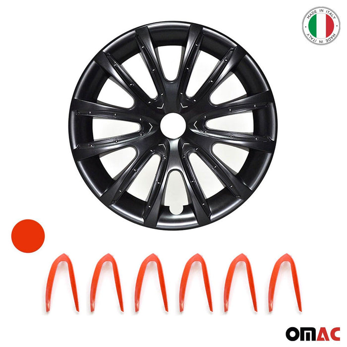 15" Wheel Covers Hubcaps for Audi Black Red Gloss