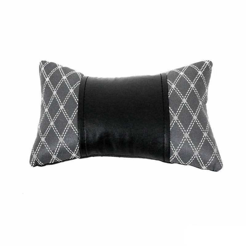 1x Car Seat Neck Pillow Head Shoulder Rest Pad Fabric PU Leather Grey and Black