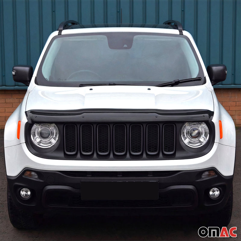 Set Bug Shield Hood Deflector & Window Visor for Jeep Renegade 2015-2018 Smoke