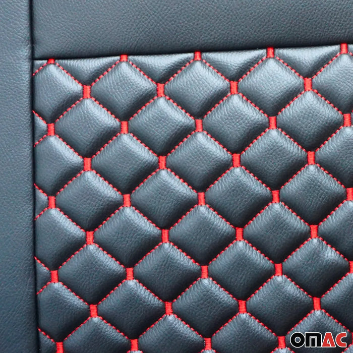 Leather Front Car Seat Covers Protector for Ford Transit 2015-2024 Black Red