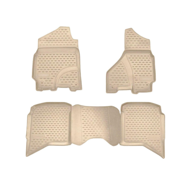 OMAC Floor Mats Liner for RAM 1500 Crew Cab 2009-2018 Beige TPE All-Weather 4Pcs