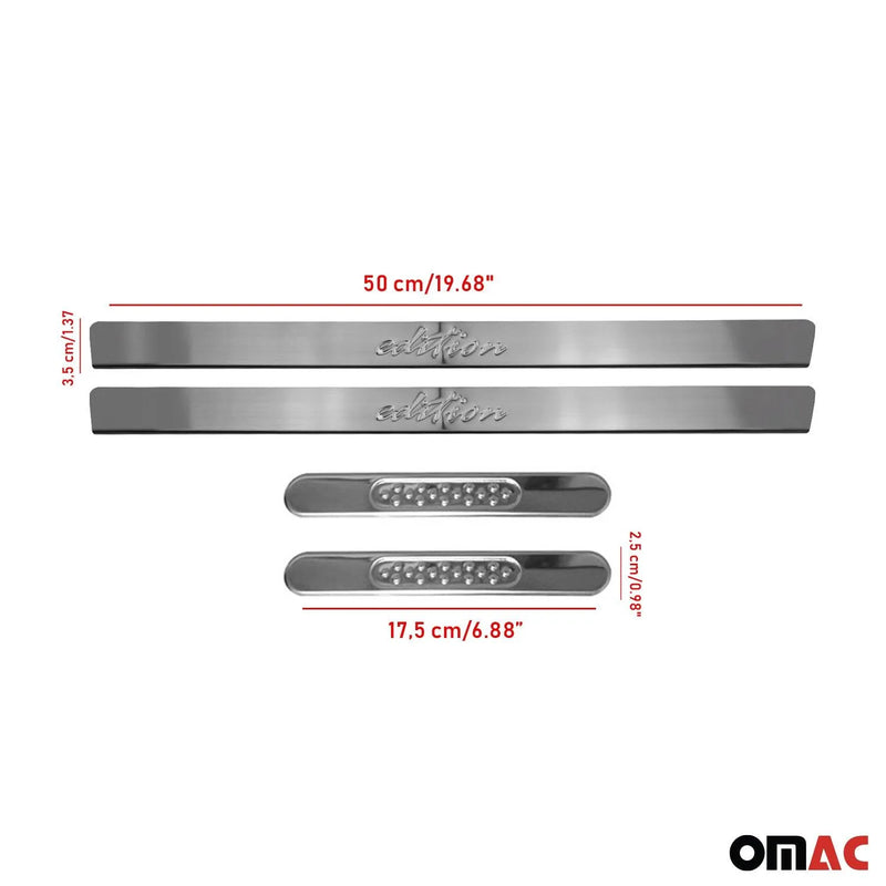 Door Sill Scuff Plate Scratch Protector for Audi Steel Silver Edition 4x