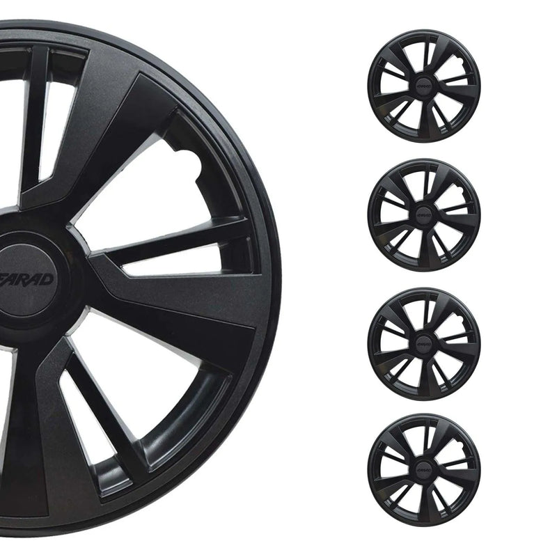 Twintone Hub Caps Wheel Cover 16" Black Matt & Dark Gray Insert Full Set 4 pcs.