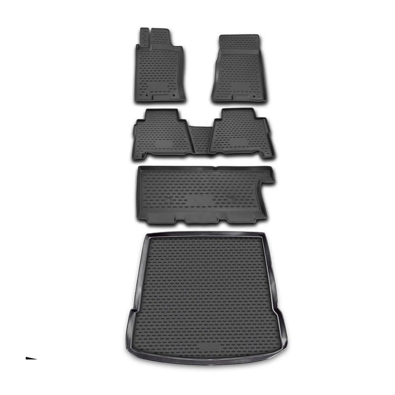 Custom Floor Mats & Cargo Liners for Kia Borrego 2009-2010 Black 5 Pcs - OMAC USA