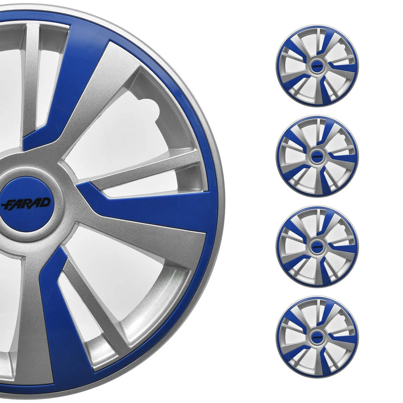 Twintone Hub Caps Wheel Cover 16" Grey & Dark Blue Insert Full Set 4 pcs.