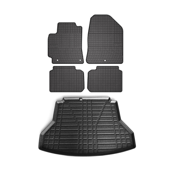 Floor Mats Cargo Liner Set for Hyundai Elantra 2017-2024 Black 5 Pcs