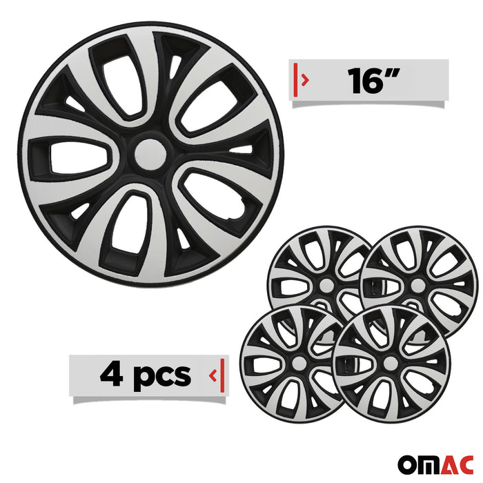 16" Wheel Covers Hubcaps R16 for Mitsubishi Black Matt White Matte