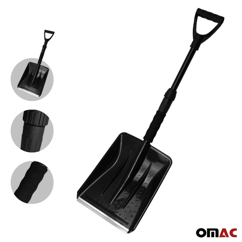 Snow Shovel with Scraper Compact Adjustable Lock Portable Lightweight