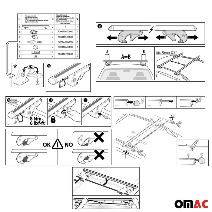 Cross Bars Roof Racks for Kia Soul 2010-2013 Silver Alu Luggage Carrier