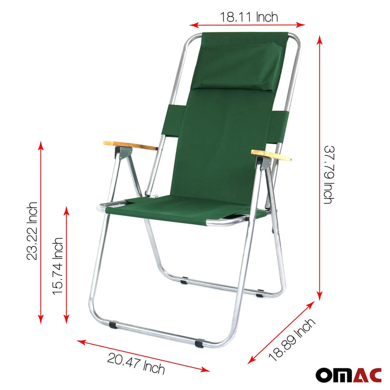 New Folding Padded Wooden Camping Chair Beach Seat Fishing Outdoor Picnic Green