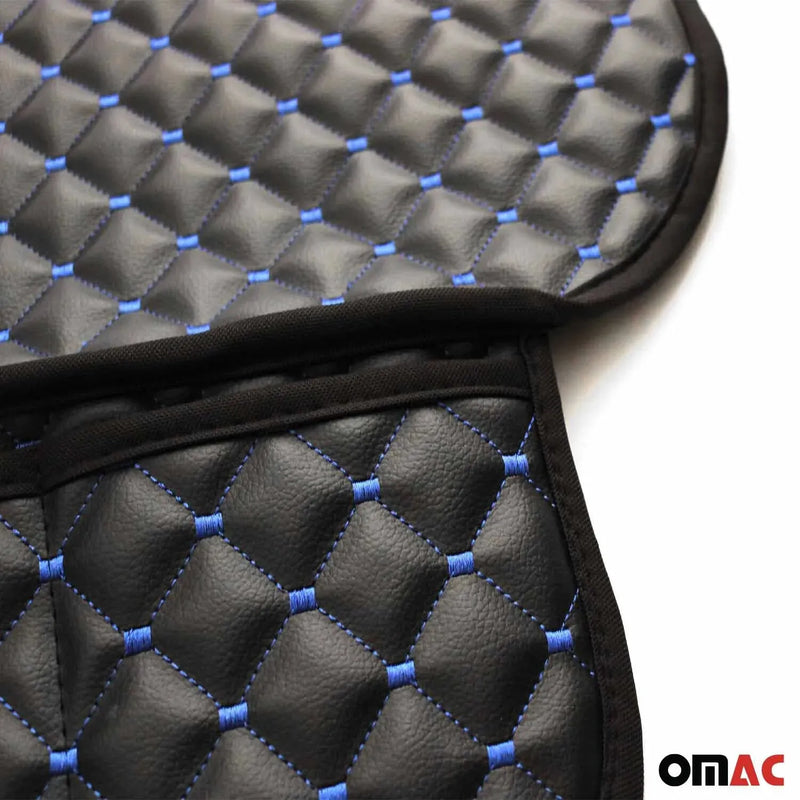 Tesla Leather Breathable Front Seat Cover Pads Black Blue 1Pc