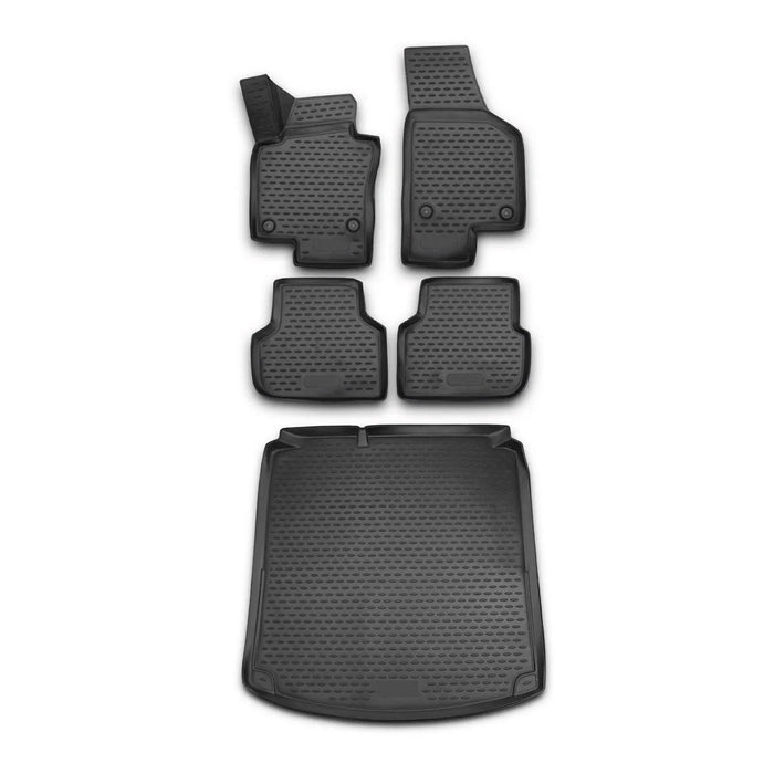 Custom Floor Mats & Cargo Liners for VW Jetta A6 2011-2018 Hybrid Black 5 Pcs