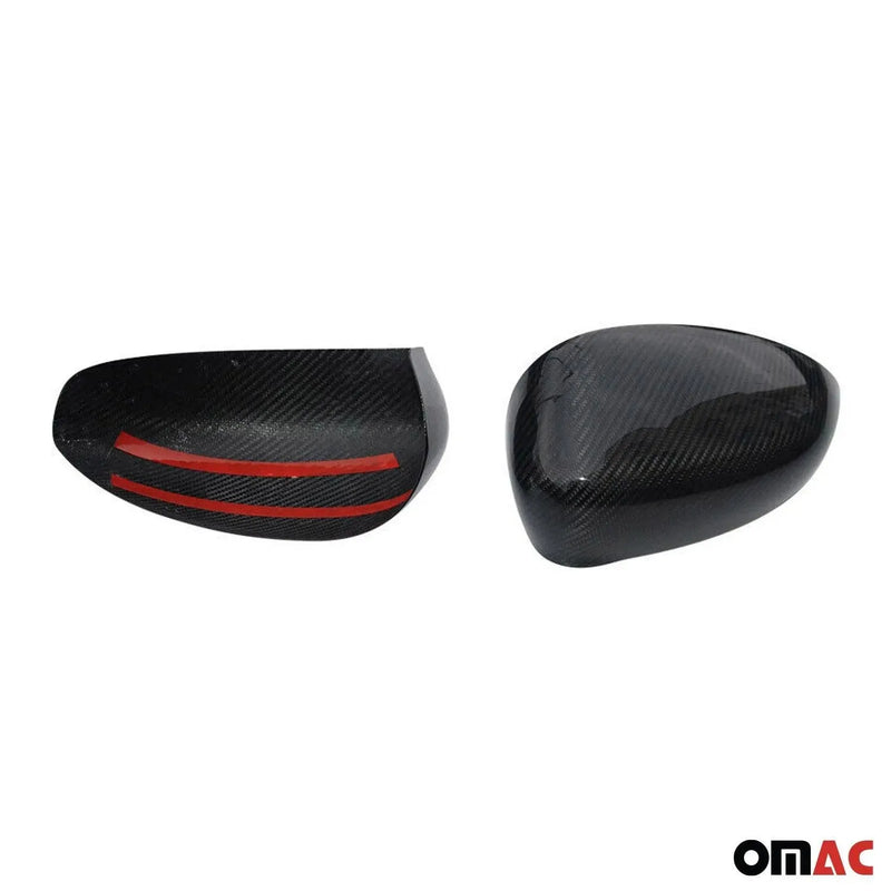 Side Mirror Cover Caps Fits Fiat 500 500C 2012-2019 Carbon Fiber Black 2 Pcs - OMAC USA