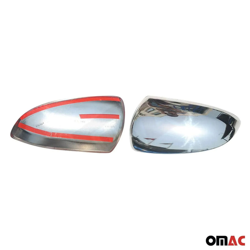 Side Mirror Cover Caps Fits Smart ForTwo 2007-2015 Steel Silver 2 Pcs - OMAC USA