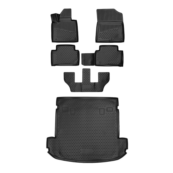 Custom Floor Mats & Cargo Liners for Kia Sorento 2021-2024 Black 6 Pcs