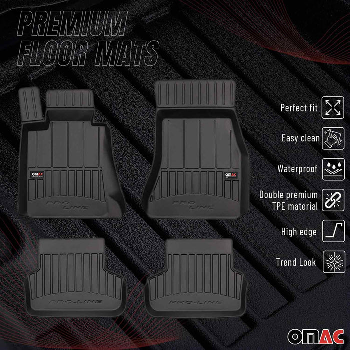 OMAC Premium Floor Mats for for BMW 5 Series G30 Sedan 2017-2023 TPE Black 4x