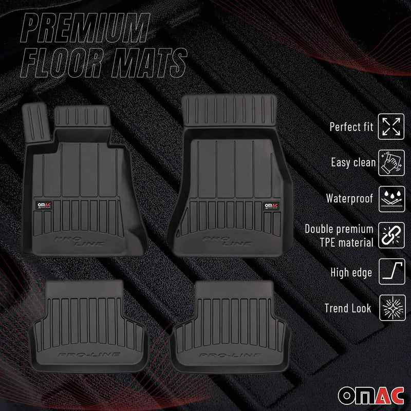 2017-2023 BMW 5 Series G30 G31 Sedan Touring Premium Floor Mats Liners Full Set All Weather Heavy Duty Black