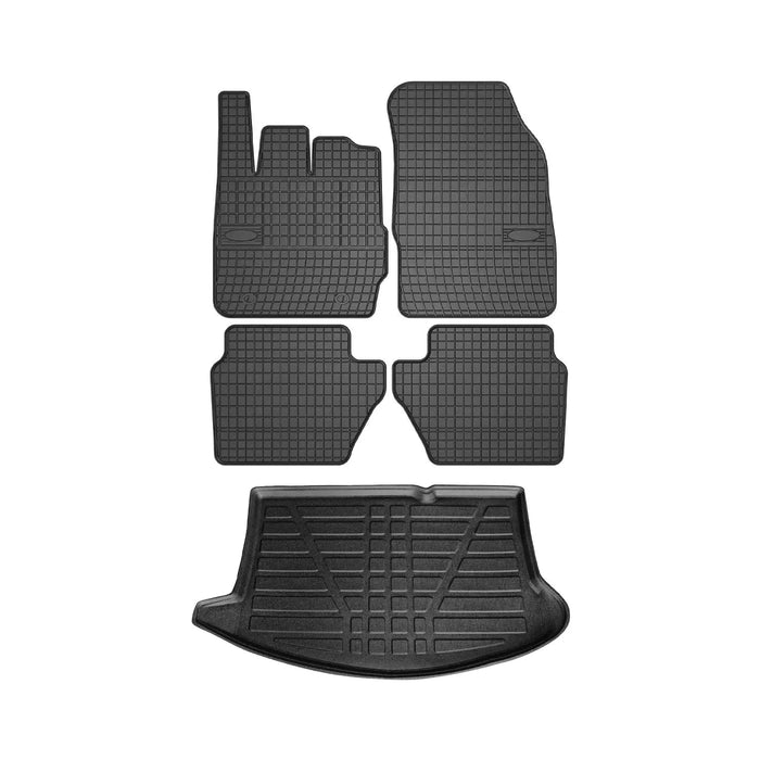 Floor Mats Cargo Liner Set for Ford Fiesta Hatchback 2011-2019 Black 5 Pcs