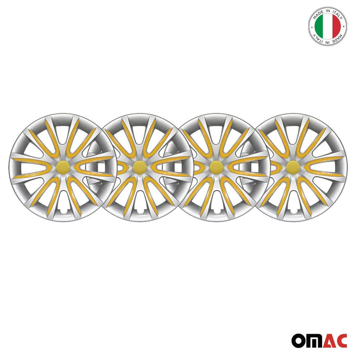 15" Wheel Covers Hubcaps for Audi Gray Yellow Gloss - OMAC USA