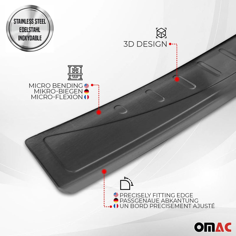 2016-2017 Smart ForTwo Rear Bumper Sill Cover Protector Guard Steel Dark