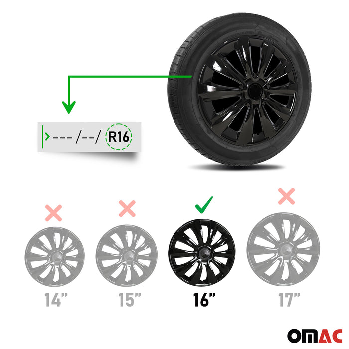 16 Inch Wheel Covers Hubcaps for Volvo Black