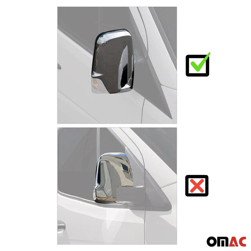 Side Mirror Cover Caps Fits Mercedes Sprinter W906 2006-2013 Chrome Silver 2 Pcs - OMAC USA