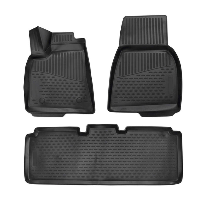 OMAC Floor Mats Liner for Tesla Model S 2014-2020 Black TPE All-Weather 3 Pcs