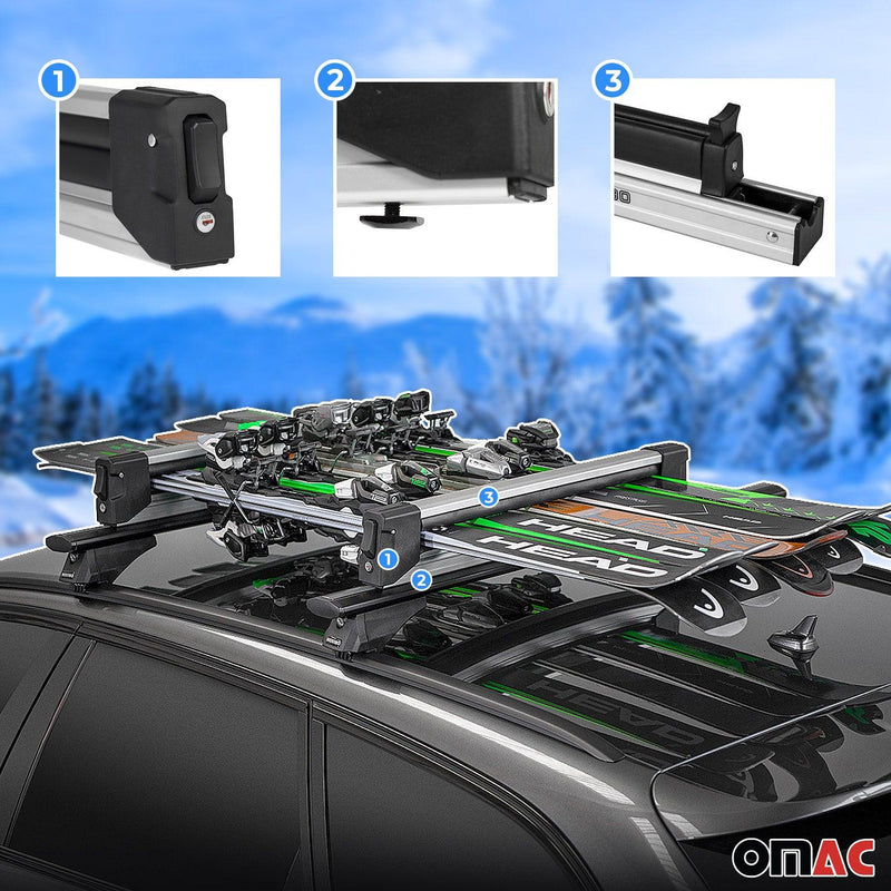 32.2" Ski Rack Snowboard Carriers Top Holder Roof Rack Lockable