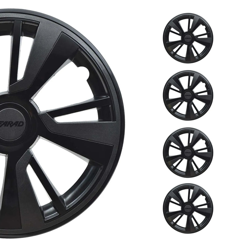 Twintone Hub Caps Wheel Cover 14" Black Matt & Dark Gray Insert Full Set 4 pcs.