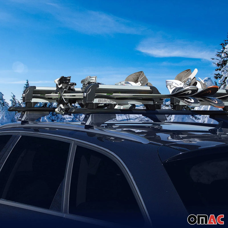 2 Pcs 19.2" Ski Rack Snowboard Carriers Top Holder Roof Rack Lockable