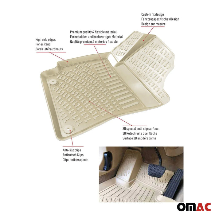 OMAC Floor Mats Liner for Mercedes E Class W213 Sedan 2017-2023 TPE Beige 4x