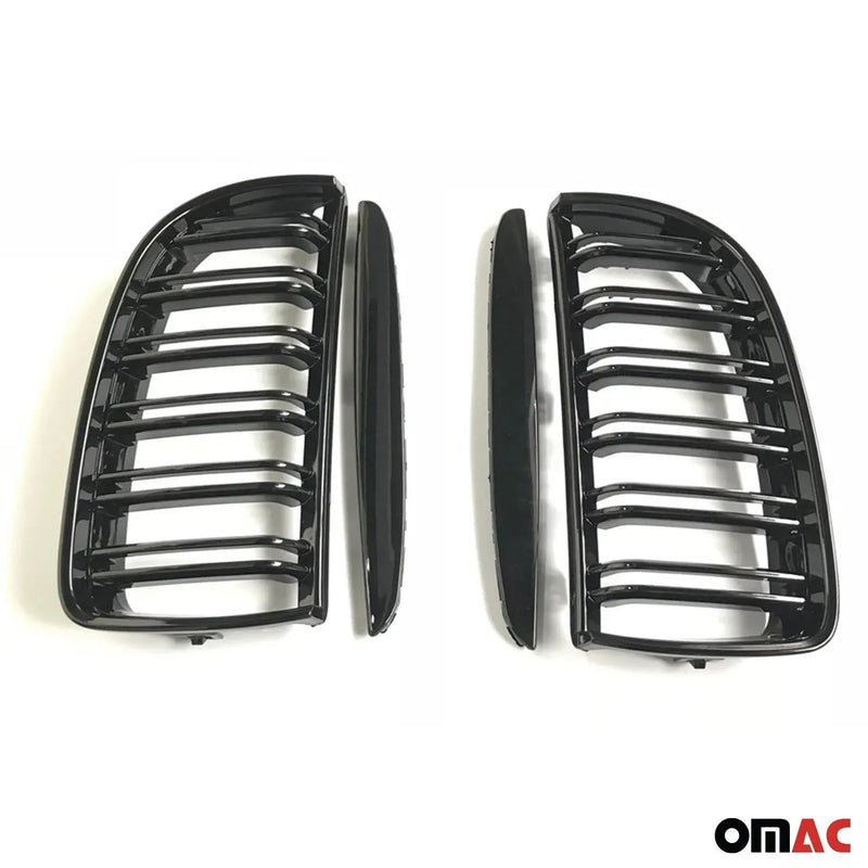 2005-2008 BMW 3 Series E90 E91 E92 E93 Pre-FL Front Kidney Grille M4 Style Gloss Black Dual Slat