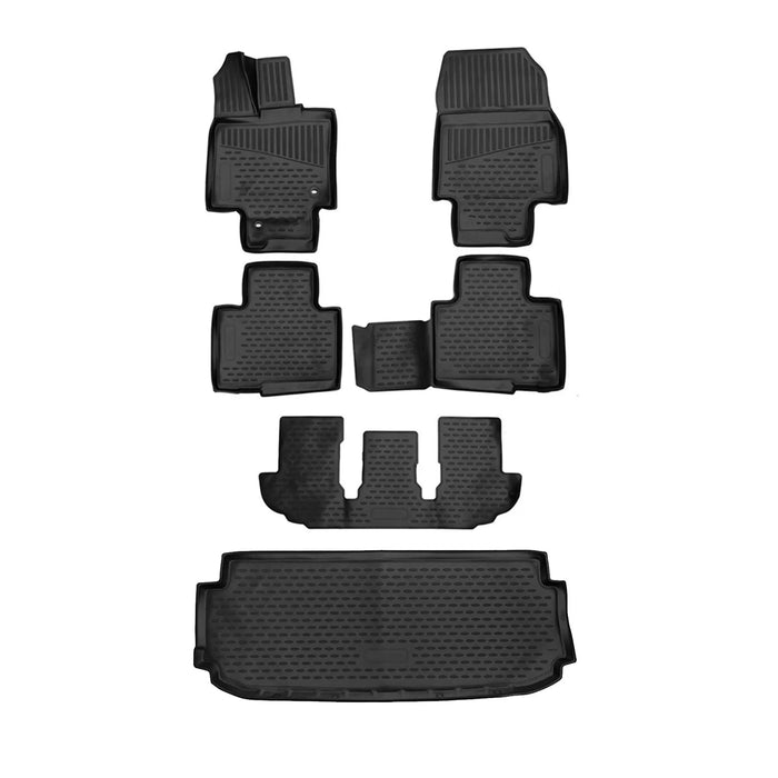 Custom Floor Mats & Cargo Liners for Toyota Highlander 2020-2024 Black 6 Pcs